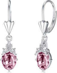 wholesale 925 Sterling Silver Crystal Teardrop Dangle Earrings Valentine s Birthday Gifts for Her-A 10-Oct-Pink