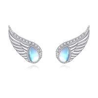wholesale 925 Sterling Silver Celtic Knot Angel Wing Stud Earrings Birthstone Gift-Angel Wing