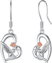 wholesale 925 Sterling Silver Lightning Bolt Drop Earrings with Abalone Shell Inlay-Hummingbird