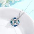 wholesale 925 Sterling Silver Blue Gemstone Celtic Cross Knot Pendant Necklace for Women-0-2