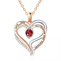 wholesale 925 Sterling Silver Snake Pendant Necklace with Birthstone for Women-01 Jan - Garnet