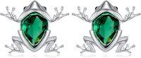 wholesale 925 Sterling Silver Emerald Frog Stud Earrings for Women, 12mm Hypoallergenic Jewelry Gift-Frog Earrings-B
