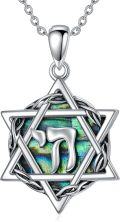 wholesale TOUPOP Star Of David Necklace Sterling Silver Chai Symbol Jewish Christian Jewelry Gifts With 18" Chain -0-0