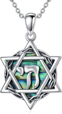wholesale TOUPOP Star Of David Necklace Sterling Silver Chai Symbol Jewish Christian Jewelry Gifts With 18" Chain -undefined