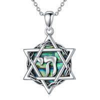 TOUPOP Sterling Silver Star Of David Necklace With Chai Symbol-undefined
