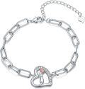 wholesale 925 Sterling Silver Heart Angel Charm Link Chain Bracelet for Women-0-0