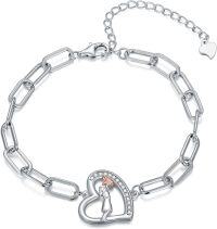 wholesale 925 Sterling Silver Heart Angel Charm Link Chain Bracelet for Women-Mother