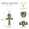 wholesale Gold 925 Sterling Silver Ankh Necklace with Moonstone and Turquoise Agate Egyptian Cross Pendant-0-1