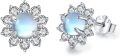wholesale 925 Sterling Silver Blue Opal Halo Stud Earrings with Cubic Zirconia and Celtic Knot Design - Hypoallergenic Jewelry for Women-0-0