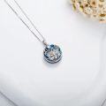 wholesale 925 Sterling Silver Round Blue Crystal Lotus Evil Eye Pendant Necklaces for Women Spiritual Protection s-0-2