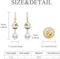 wholesale 925 Sterling Silver Plated Rose Gold Metal Freshwater Pearl Summer Beach Earrings with Palm Trees and Seagulls Design-0-1