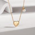 wholesale 925 Sterling Silver Gold Plated Heart & Pearl Charm Pendant Necklace-0-1