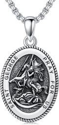wholesale Sterling Silver Saint Medal Oval Necklace for Men Women Religious Jewelry-0-45