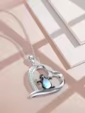 TOUPOP Sterling Silver Moonstone Penguin Pendant Necklace-0-3