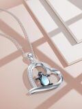 TOUPOP Sterling Silver Moonstone Penguin Pendant Necklace-0-3