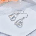 wholesale 925 Sterling Silver Heart-Shaped Girl and Cat Drop Earrings for Women-0-5