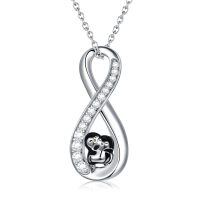 wholesale 925 Sterling Silver Infinity Love Pendant Necklaces with Mother and Baby Monkey Charm Gifts for Mom Wife Girlfriend Her-Penguin