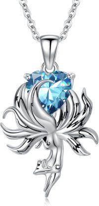 wholesale 925 Sterling Silver Fox Pendant Necklace w Birthstone Women s Jewelry Gift-12-December