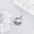 wholesale 925 Sterling Silver Moonstone Wolf Pendant Necklace-0-3