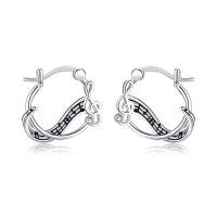 wholesale 925 Sterling Silver Hoop Earrings Wholesale With Music Notes Design And Crystal Accents For Women-Music Note