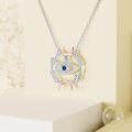 wholesale 925 Sterling Silver Evil Eye Moon Star Pendant Necklaces for Women Girls s-0-4