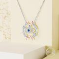wholesale 925 Sterling Silver Evil Eye Moon Star Pendant Necklaces for Women Girls s-0-4