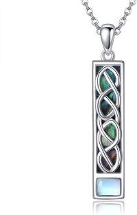 wholesale 925 Sterling Silver Celtic Knot Abalone Shell and Labradorite Pendant Necklace for Women Girls Gift 43cm Chain Length-Celtic Knot