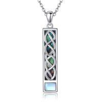 wholesale 925 Sterling Silver Celtic Knot Abalone Shell and Labradorite Pendant Necklace for Women Girls Gift 43cm Chain Length-Celtic Knot