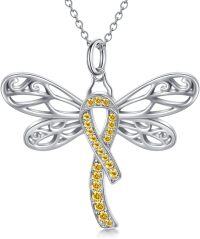 wholesale  Silver Stone Cancer Survivor Necklace Women s Awareness Gift -02-Dragonfly-yellow-02-Dragonfly-yellow