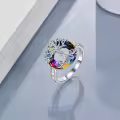 TOUPOP Sterling Silver Crystal Tree Of Life Family Ring Jewelry Gifts-0-4