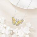 wholesale 925 Sterling Silver Yellow Fire Opal & Moss Agate Butterfly Pendant Necklace for Women Girls  43cm Chain Length-0-4