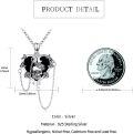 wholesale 925 Sterling Silver Heart-Shaped Black Onyx Rose Skull Gothic Punk Pendant Necklace-0-5