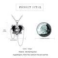wholesale 925 Sterling Silver Heart-Shaped Black Onyx Rose Skull Gothic Punk Pendant Necklace-0-5