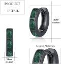 wholesale Black 925 Sterling Silver Malachite Inlay Hoop Earrings - Punk Gothic Style Jewelry for Women and Men-0-1