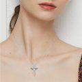 wholesale 925 Sterling Silver Opalite Winged Infinity Cross Necklace for Women Gifts-0-1