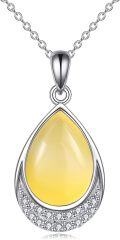 wholesale Sterling Silver Moonstone Cubic Zirconia Teardrop Pendant Necklace-0-25