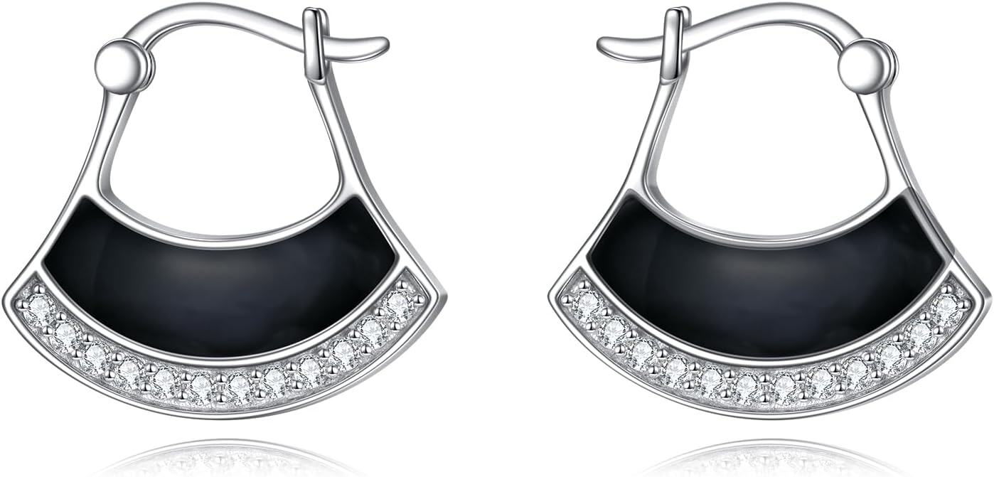 Sterling Silver Moonstone Peridot Pink Opal Black Onyx Larimar Moss Agate Small Fan Hoop Earrings-0-0