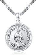 wholesale 925 Sterling Silver St. Florian Prayer for Us Medal Necklace Pendant Charm -0-0