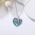 wholesale 925 Sterling Silver Heart-Shaped Tree of Life Pendant Necklace with Blue and Green Enamel & Cubic Zirconia Stones - Mother Daughter Family Tree s for Women-0-2
