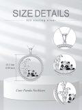 wholesale 925 Sterling Silver 925 Panda Bamboo CZ Pendant Necklace for Women Girls -0-1