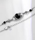wholesale 925 Sterling Silver Black Onyx Flower Design Adjustable Bohemian Bracelet for Women (S M L)-0-3