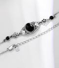 wholesale 925 Sterling Silver Black Onyx Flower Design Adjustable Bohemian Bracelet for Women (S M L)-0-3
