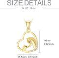 wholesale 14K Gold Heart-Shaped Mother and Baby Horse Pendant Necklace for Women - 20 Chain Length-0-3