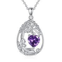 wholesale 925 Sterling Silver Heart Pendant Necklace Wholesale Gold Plated-02-Feb-Amethyst