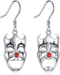 wholesale Sterling Silver Dangle Earrings French Horn Nurse Piano Trumpet Pickleball Artist Jewelry Gift for Women-Comedy and Tragedy