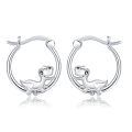wholesale 925 Sterling Silver Cute Dinosaur Hoop Earrings-0-0