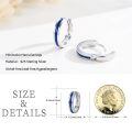 wholesale 925 Sterling Silver Blue Opal Inlay Huggie Hoop Earrings for Men & Women-0-5