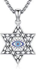 wholesale 925 Sterling Silver Evil Eye Star of David Pendant Necklaces for Men & Women Judaic Gifts-0-0