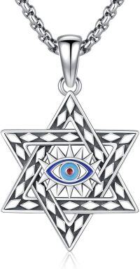 wholesale 925 Sterling Silver Evil Eye Star of David Pendant Necklaces for Men & Women Judaic Gifts-Evil Eye