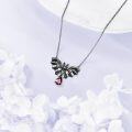 wholesale 925 Sterling Silver Bat with Red Cubic Zirconia and Black Stone Drop Pendant Necklace-0-3